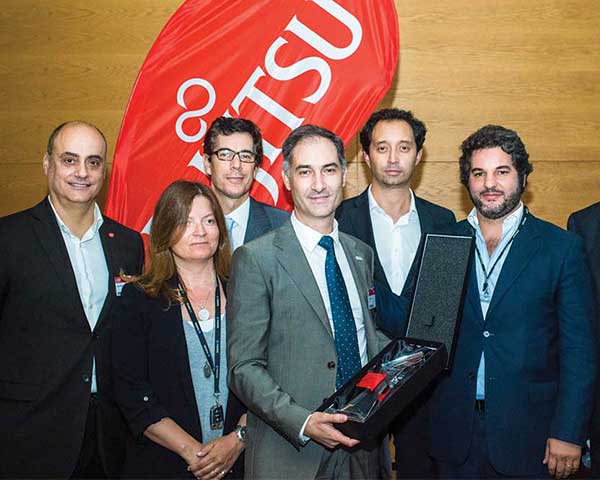 Team Noesis holding the Fujitsu Partner of the Year Award