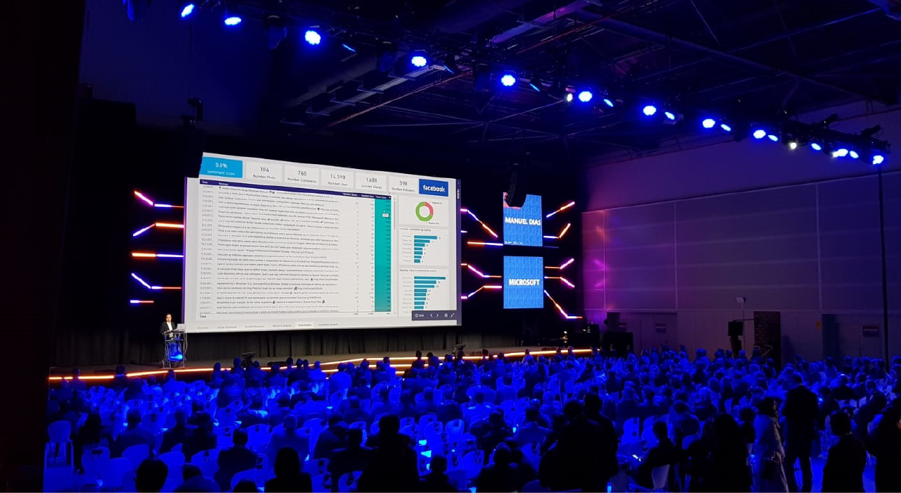 Presentation on a big screen during conference