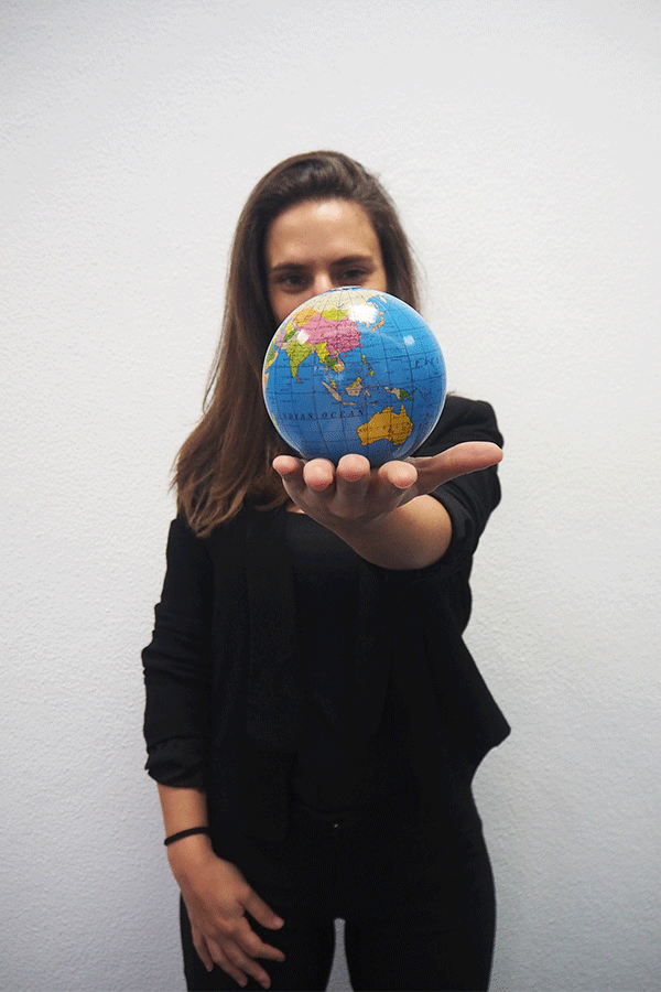 Woman with a globe