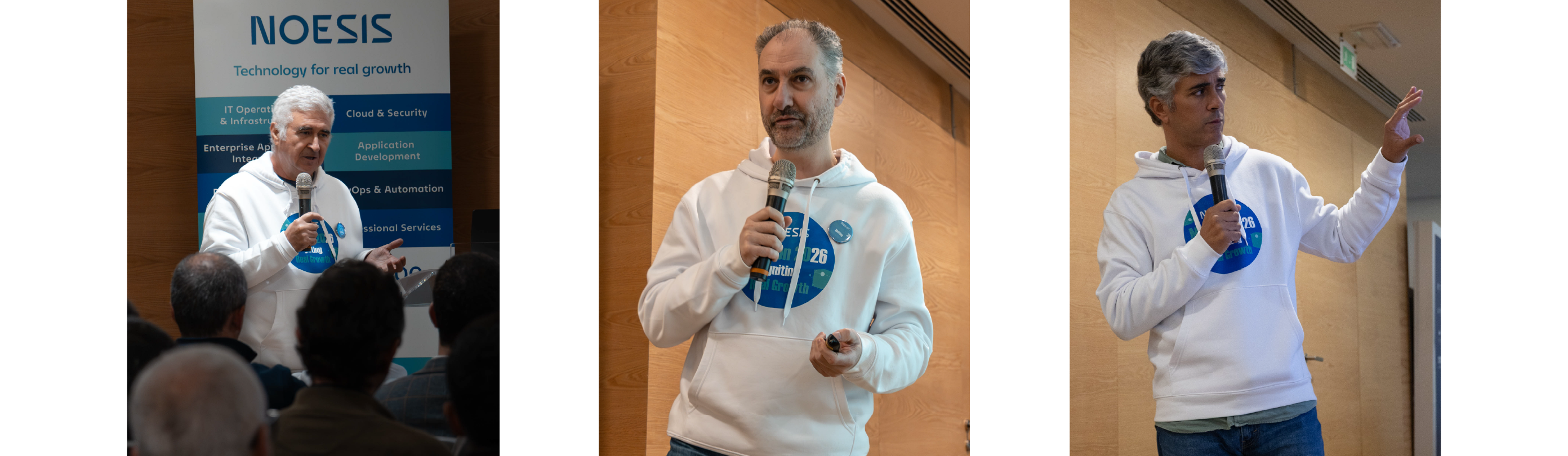 Alexandre Rosa, Nelson Pereira e Luis Castro no kick-off 2026 da Noesis