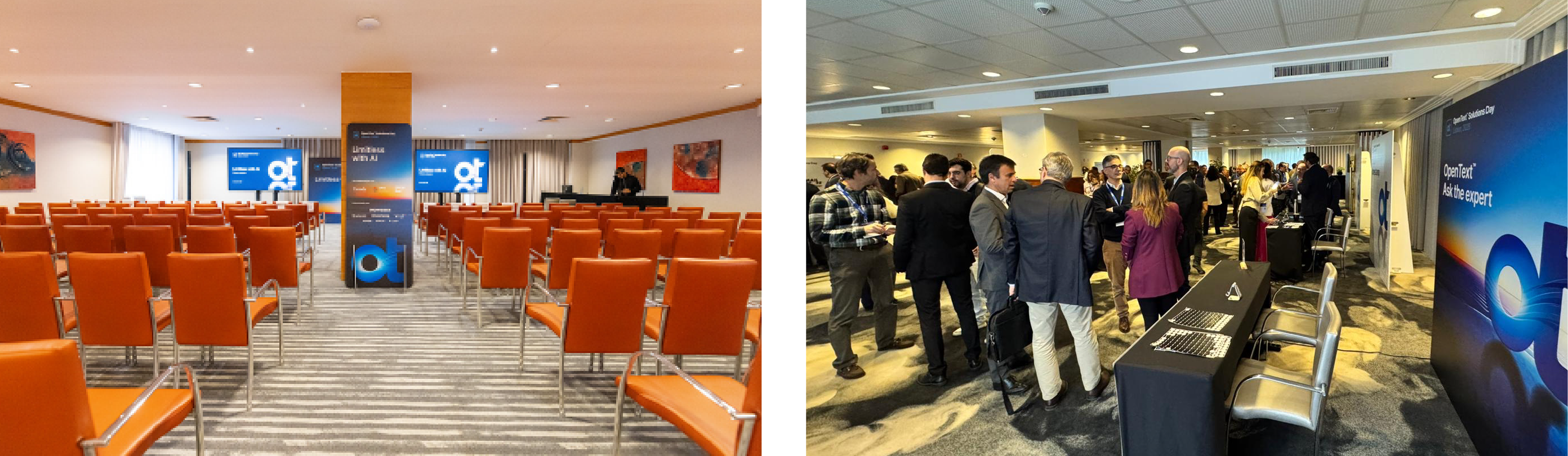 OpenText Solutions Day Lisbon 2026 venue with sessions and networking area