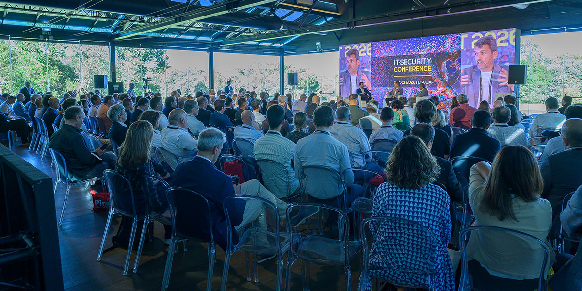 Attendees follow a session at the IT Security Conference 2026 in Lisbon
