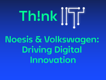 Noesis & Volkswagen: Driving Digital Innovation em fundo azul