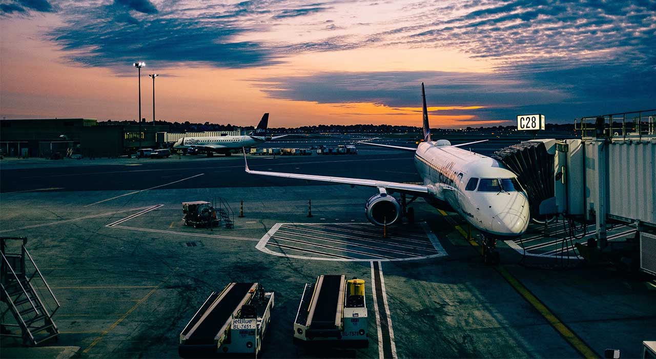 sunset at airport represents the Microsoft Cloud Services
