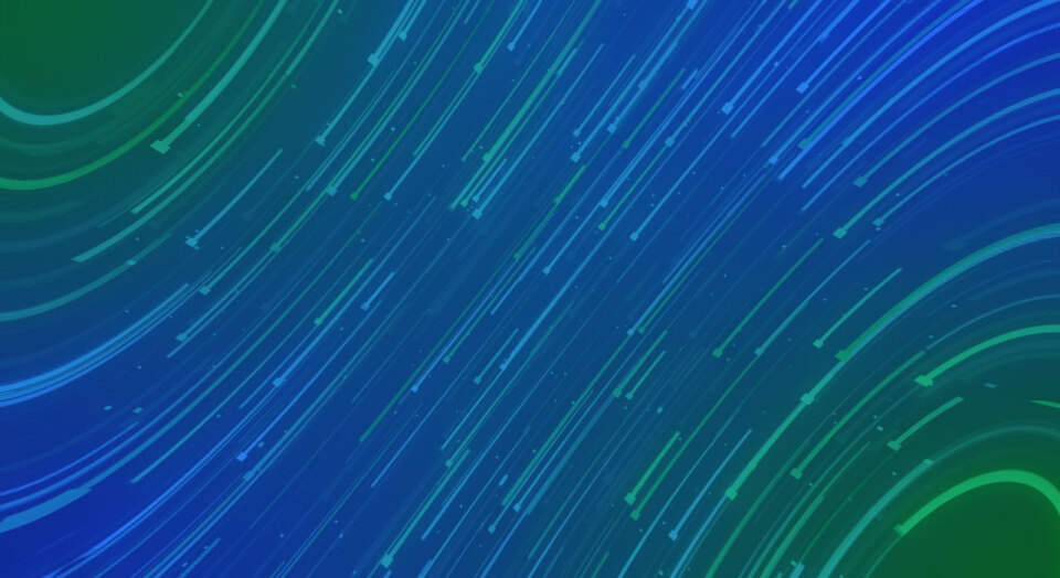 Fundo digital azul e verde com linhas e elementos gráficos tecnológicos